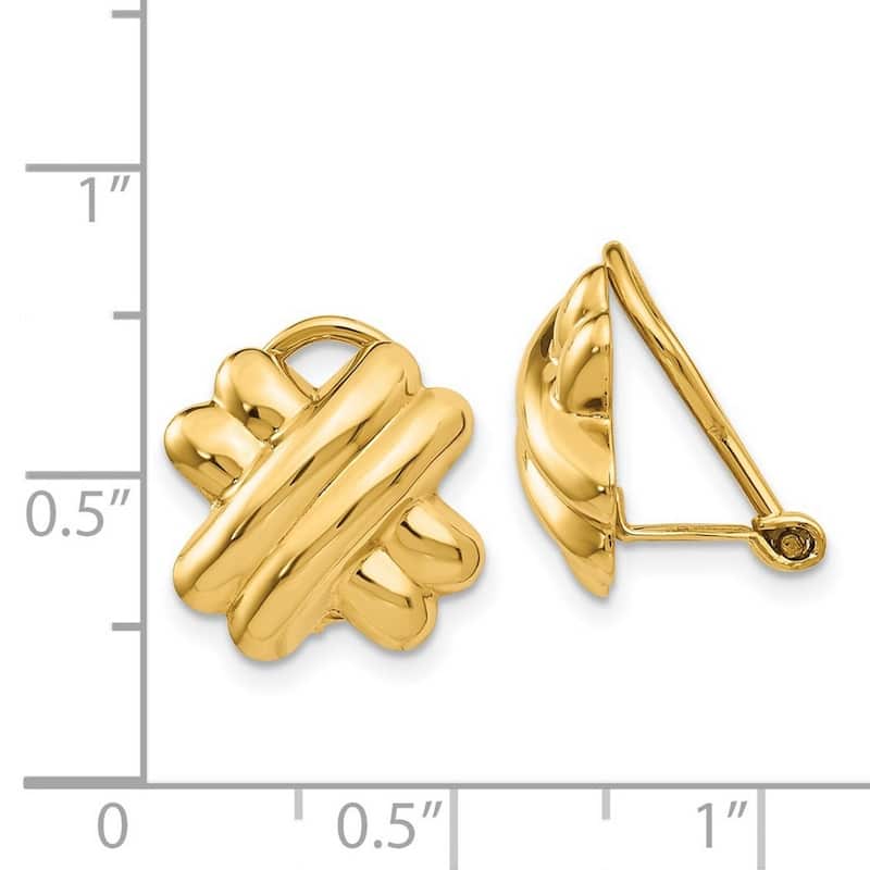 Curata 14k Yellow Gold Polished Non-Pierced 14mm X Earrings