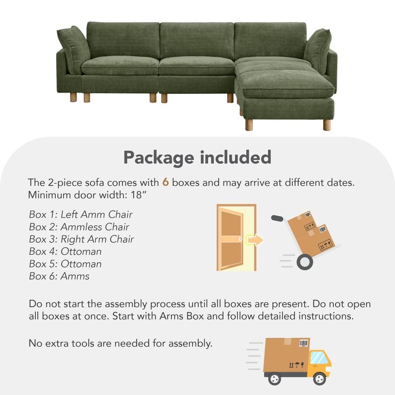 Spruce & Spring Modular Cloud Couch Sofa with Wood Legs for Living Room