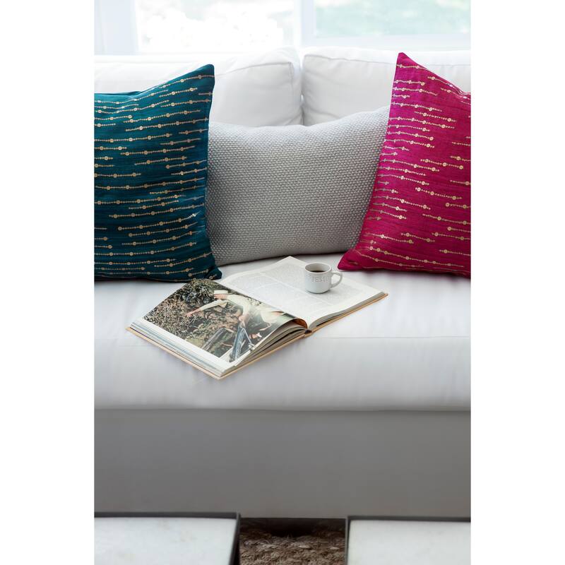 Jiti Indoor Sequined Waterfall Patterned Silk Accent Square Throw Pillows 20 x 20