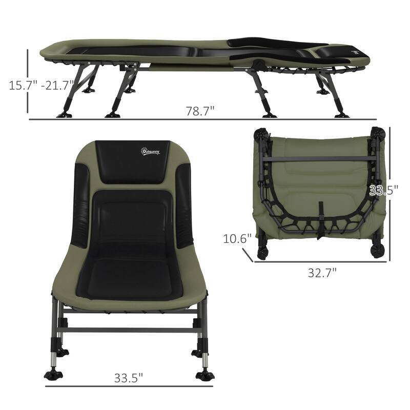 Foldable and adjustable recliner with upholstery and headrest