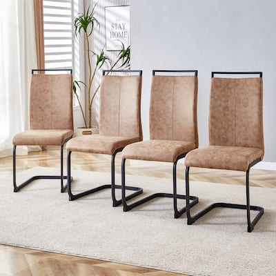 Modern Dining Chair Set of 4, High Back Upholstered Side Chair with C-Shaped Tube Metal Legs Office Chair, Club Guest Chair