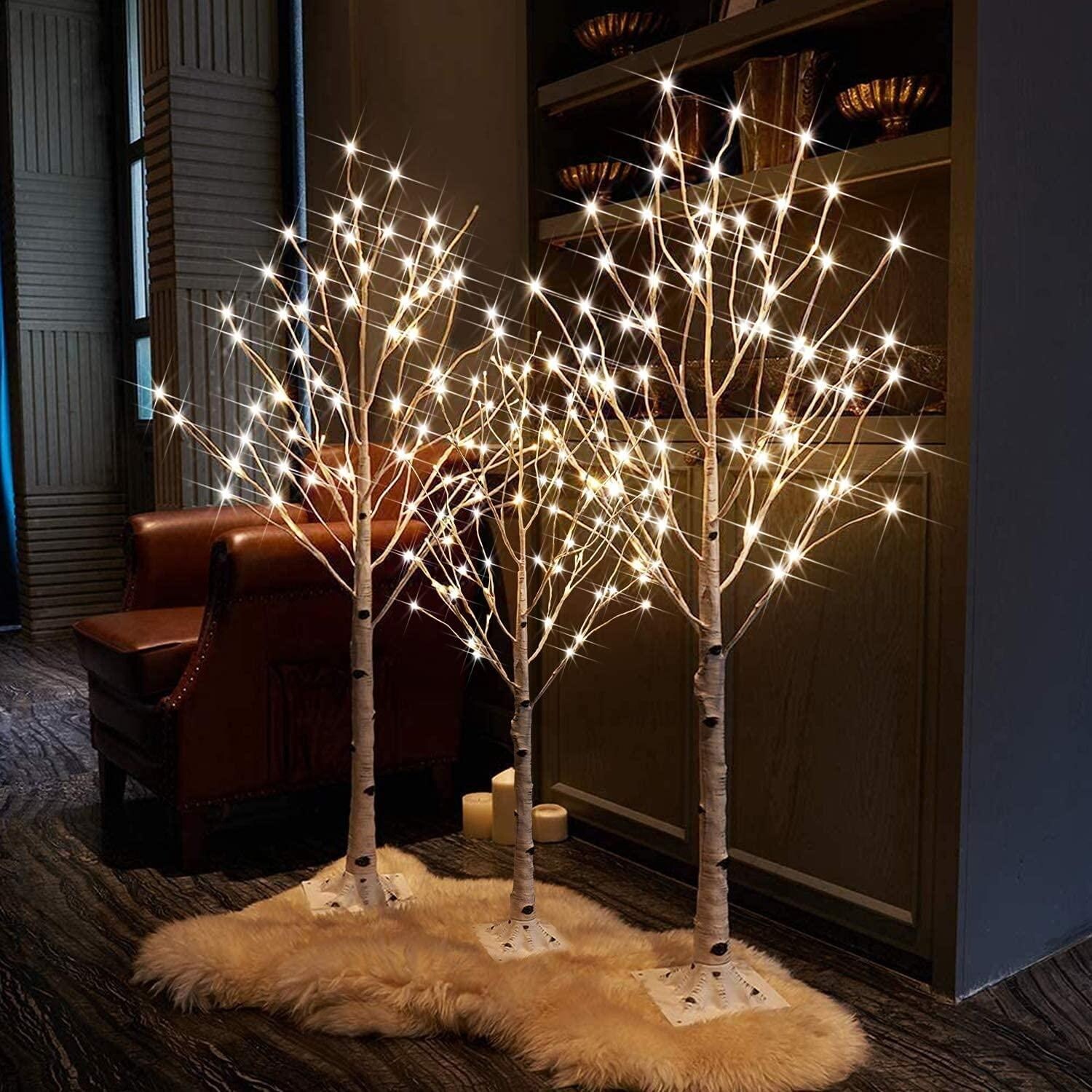 Indoor birch tree with lights outlet