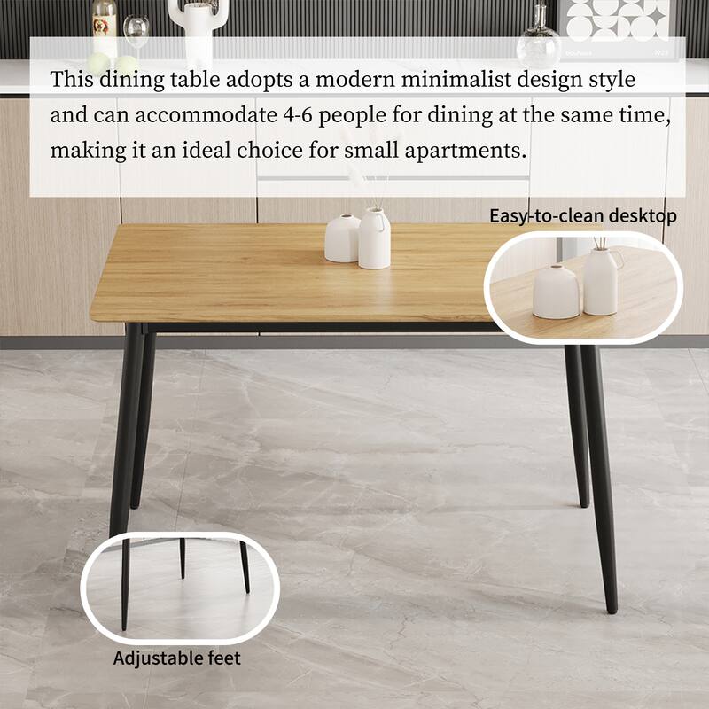 Modern Dining Table with MDF Top, Sturdy Metal Legs, Easy to Assemble