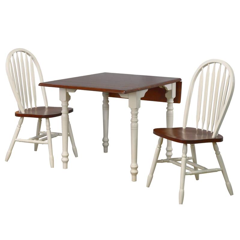 Rectangular Dining Set 3 Piece Expandable Table & Chairs - 34-48" Retro Arrowback Design