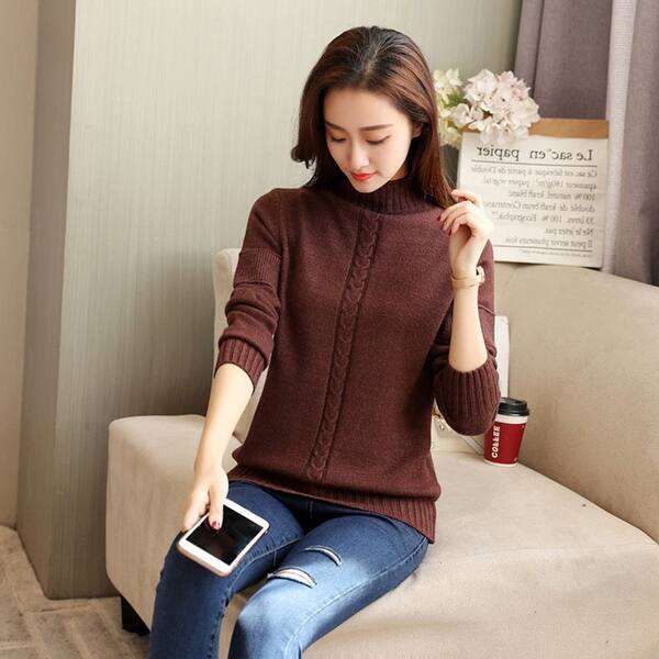 Shop Half High Collar Pullover Sweater Long Sleeve Korean Women S