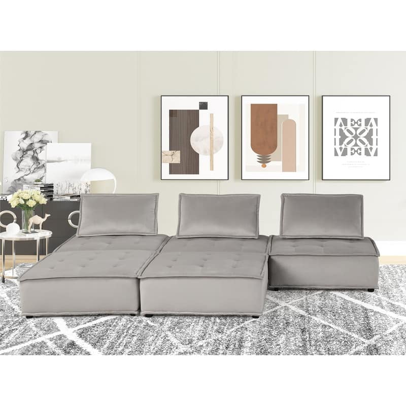 Anna Velvet 5 Pc Sectional Sofa Ottoman