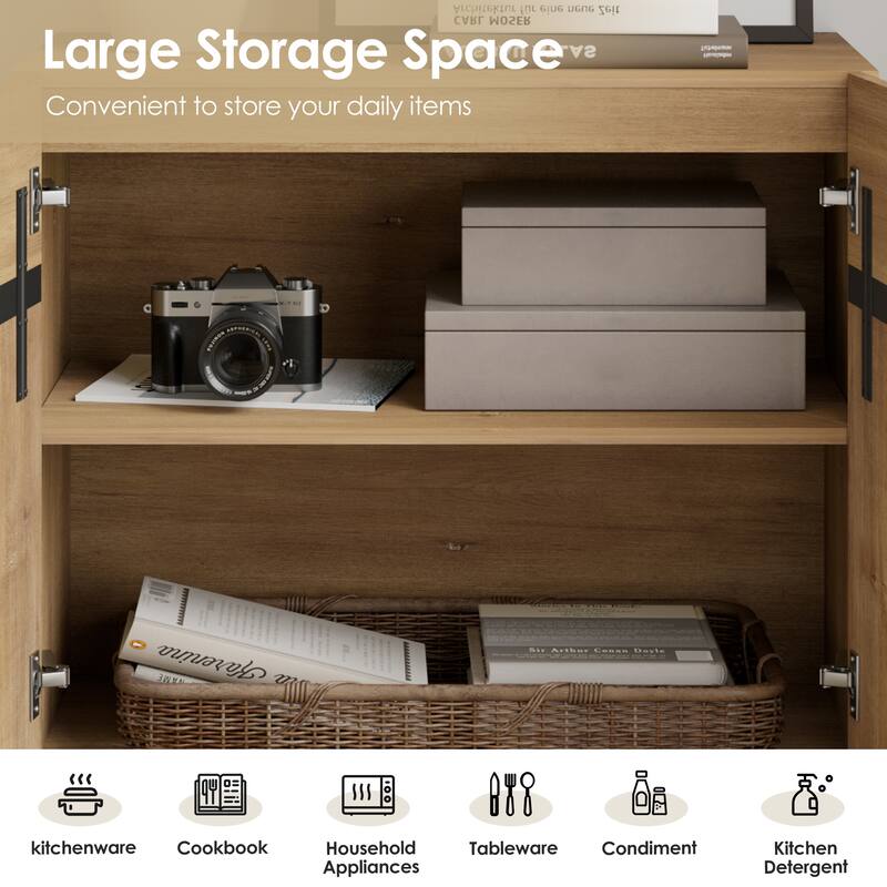 WAMPAT Modern TV Stand with 3 Tiers Bookshelf, Farmhouse Entertainment Center with 2 Storage Cabinets and 6 Drawers