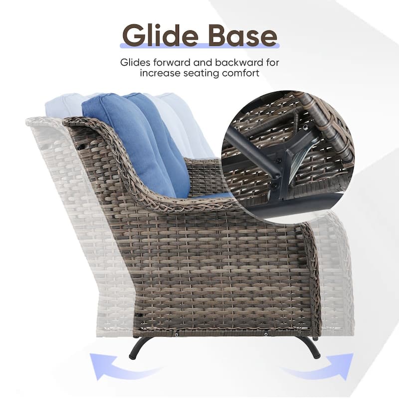 Gymojoy 2 Seat Stylish Patio Loveseat Glider Sofa with Water-Resistant Olefin Cushions