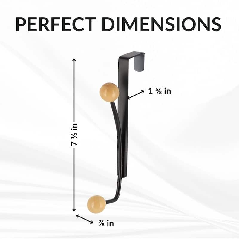 Over The Door Hook Rack with 2 Ball Ends - 0.8 L x 4 W x 7.5 H