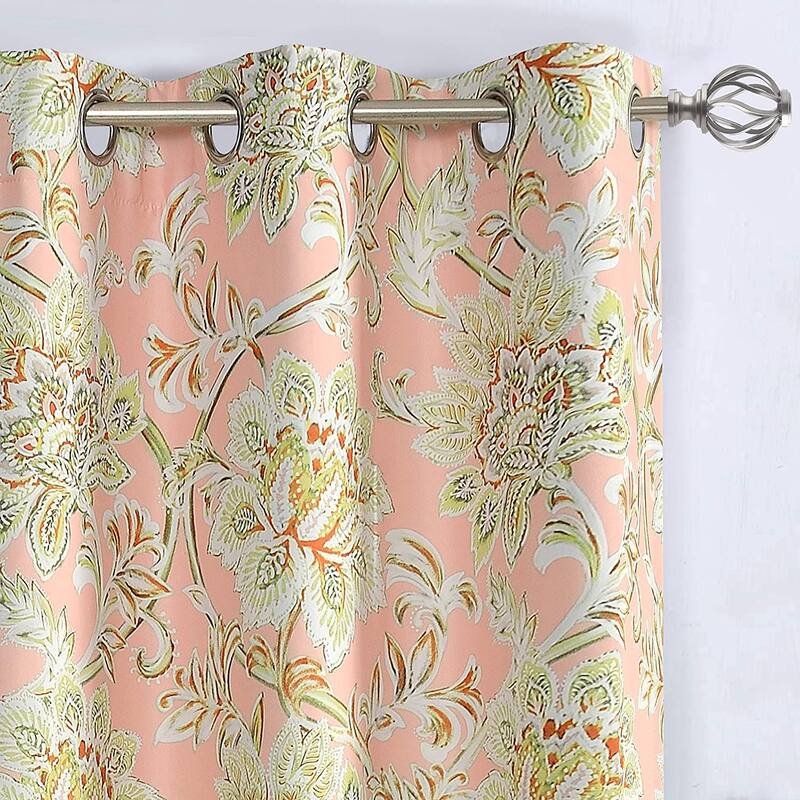 DriftAway Alyssa Jacobean Elegant Floral Leaves Pattern Window Curtain