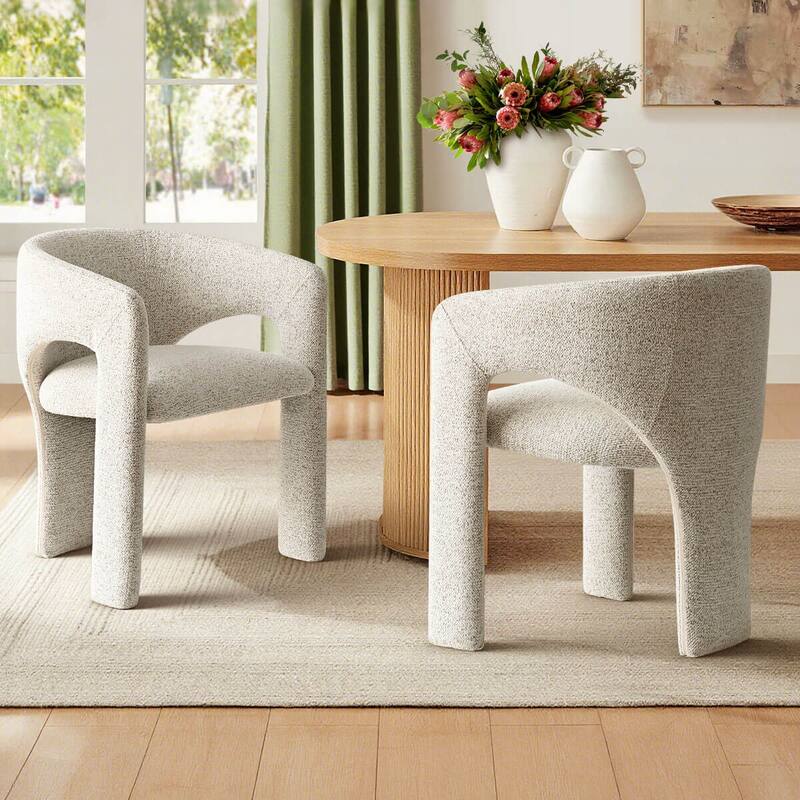 Modern Upholstered Dining Chair with Arm - Set of 2