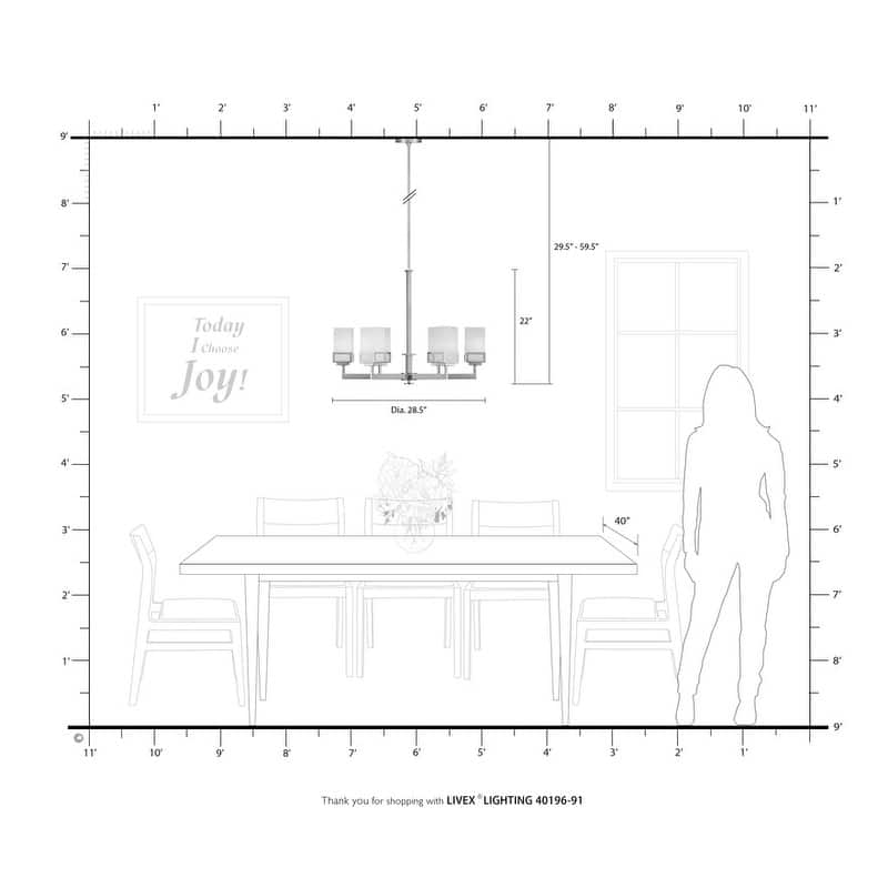 Livex Lighting 6-light Brushed Nickel Indoor Chandelier, 40196-91 - 28.5" D X 29.5" - 59.5" ADJ. H