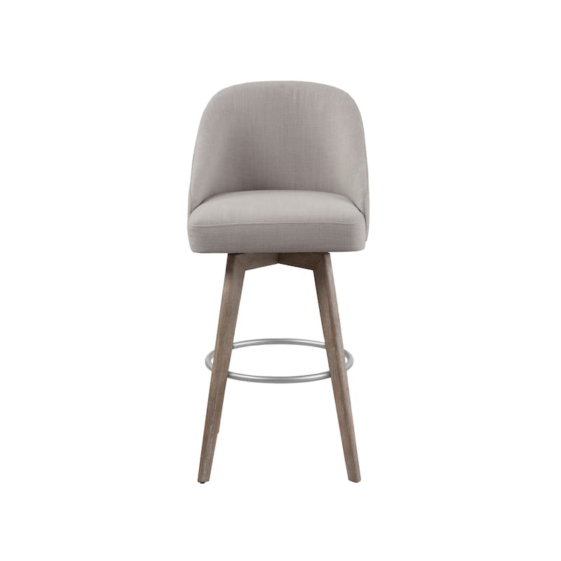 Madison Park Pearce Swivel Upholstered Counter Stool with Solid Wood Legs & Metal Footrest