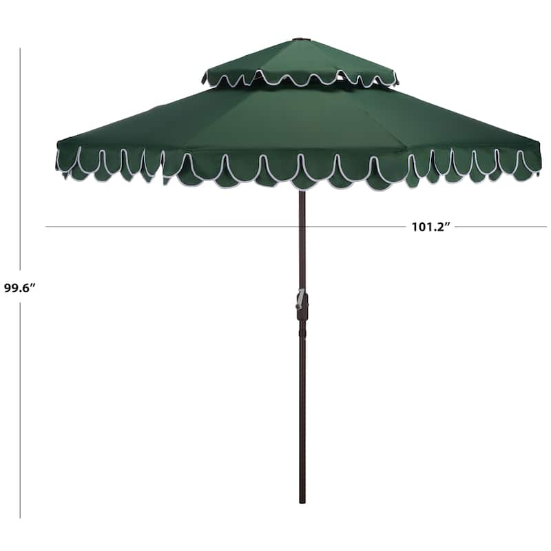 SAFAVIEH Outdoor Kjerstin Valance 9Ft Double Top Umbrella