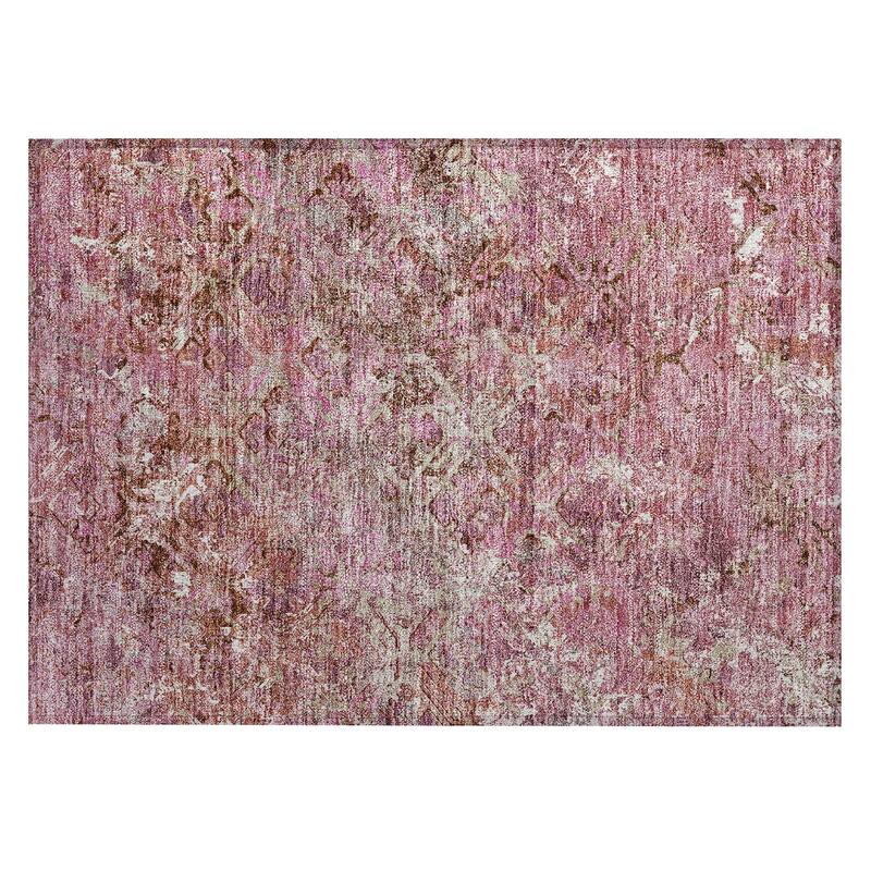 Machine Washable Indoor/ Outdoor Chantille Distressed Diamonds Rug