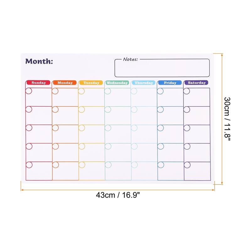 16.9" x 11.8" Magnetic Calendar, Erasable Dry Erase Calendar - White - 1 Pcs