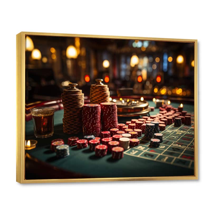 Designart "Casino Royale Blackjack I" Casino & Games Framed Wall Art Living Room