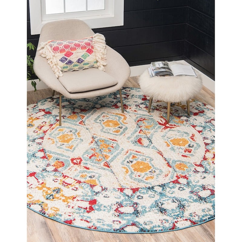 Transitional Traka Collection Area Rug - 4' Round - Multi
