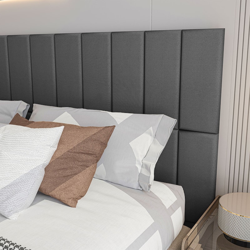 Art3d 9.84" x 23.62" Peel and Stick Headboard,Pack of 12, 3D Soundproof Wall Panels, Upholstered Wall Panel