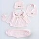 preview thumbnail 1 of 1, Newborn Baby Girl Outfit Set - Flower Embroidered Layette & Lace Details - 5 Pcs Pink