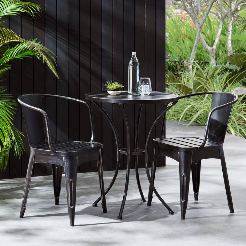 KOSSMAI 3-Piece Bistro Outdoor Dining Table Set Black - Black