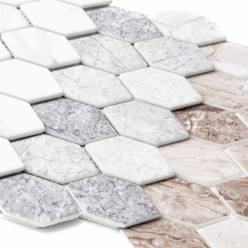 The Tile Life Recycled Serenity 1.75x2.88 Brown Matte Glass Hexagon Mosaic Wall & Backsplash Tile