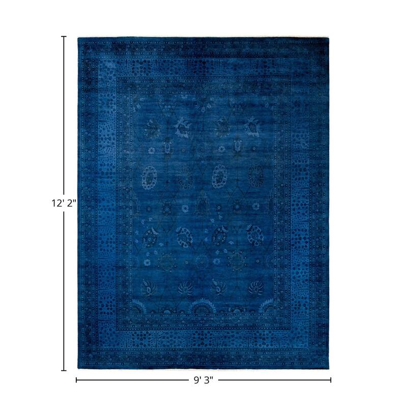 Overton Hand Knotted Wool Vintage Inspired Modern Contemporary Overdyed Purple Area Rug - 9' 3" x 12' 2"