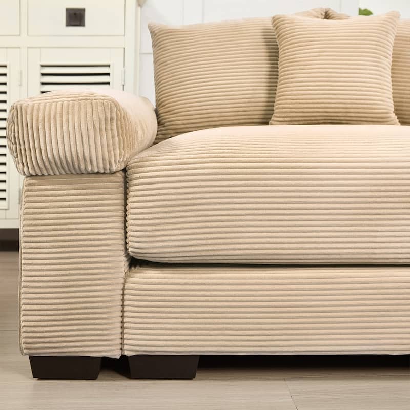 129.9" Oversized Modular Corduroy Cloud Sectional Sofa Set with Ottomans