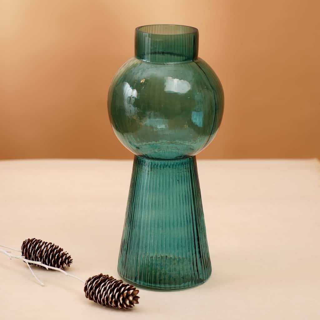 Modern Funnel Flare Glass Vase - 5x12 Inch Large Tall Vase for Floral Arrangements & Stylish Decor