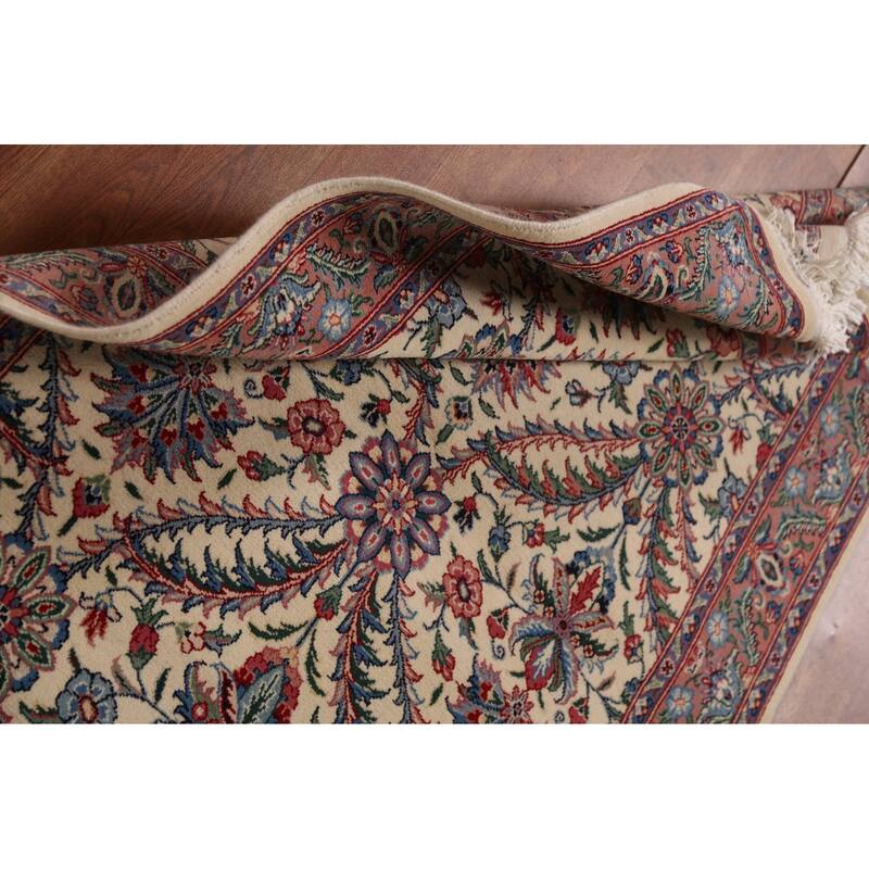 Ivory Floral Aubusson Foyer Rug Hand-Knotted Wool Carpet - 3'1"x 5'0"
