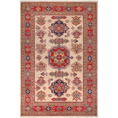Tribal Super Kazak Aden Natural/Red Hand Knotted Wool Rug - 8'9'' x 11'8''