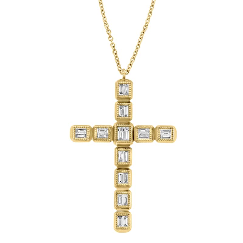 Effy Women's 14K Yellow Gold Diamond Cross Necklace