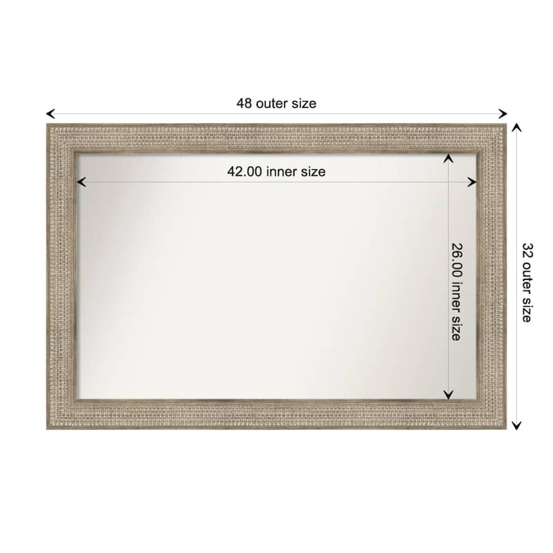 Trellis Silver Framed Non-Beveled Custom Wall Mirror, Bathroom Vanity Mirror - Outer Size: 48 x 32