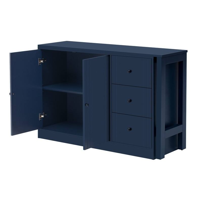Multifunctional 89.7" Wooden Sideboard with Extendable Table and Storage for Living Room Organization