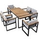 preview thumbnail 15 of 34, 7-Piece Outdoor Patio Steel Dining Set with Umbrella Hole and 6 Cushioned Armchairs