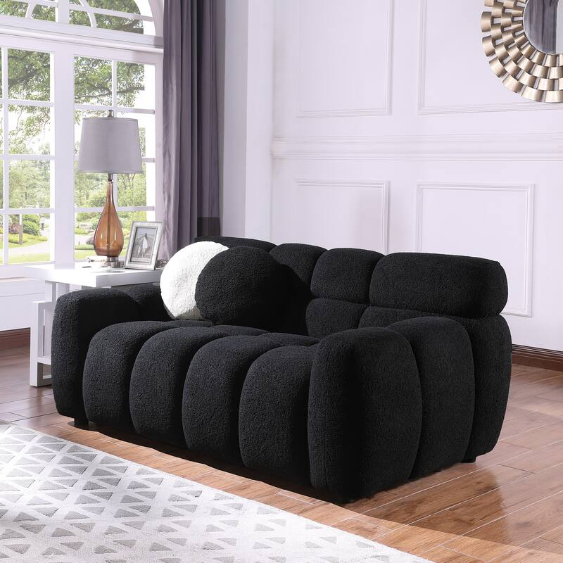 Wayna Modern Square Sofa, Sherpa Thick Cushion Double Sofa
