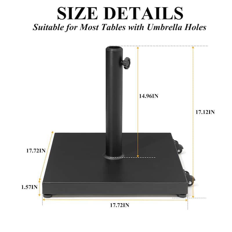 VredHom Square Steel Market Umbrella Base Stand with Wheel