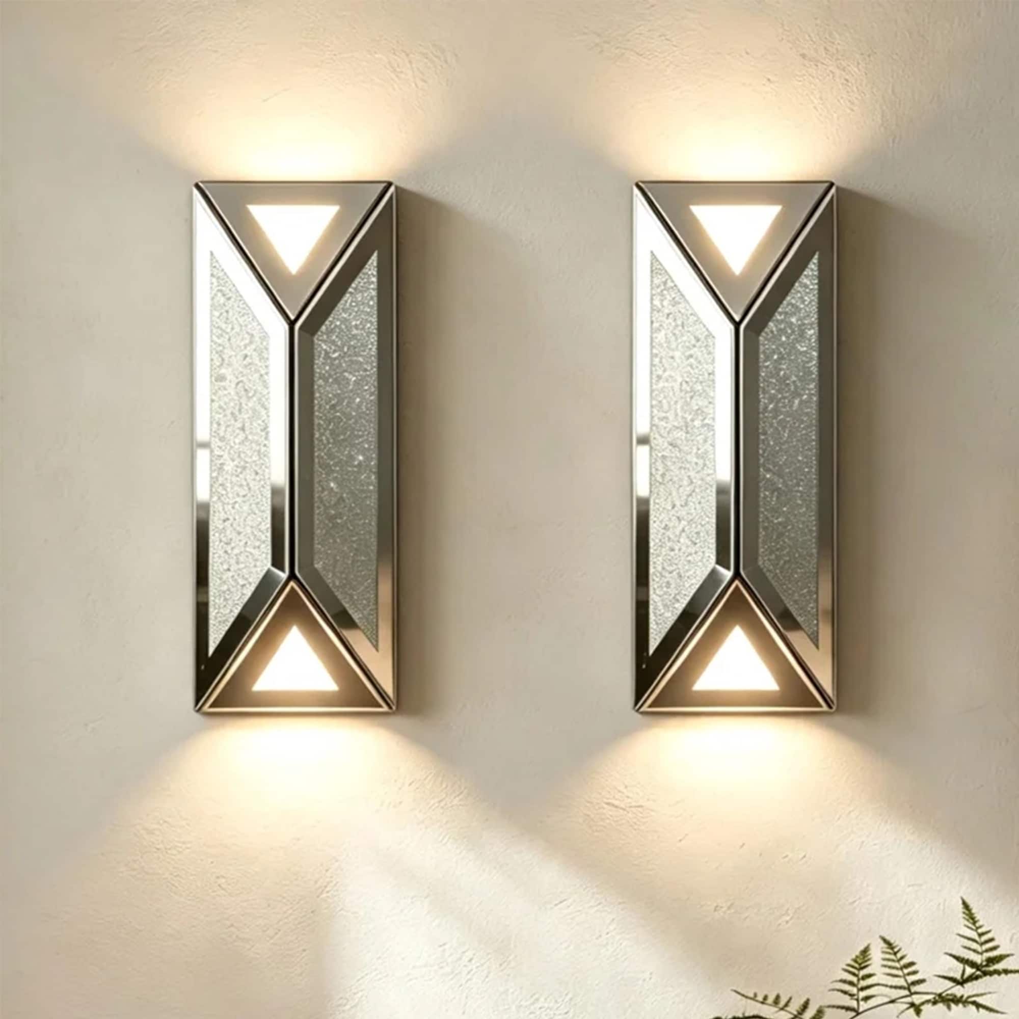 Glam Crystal Wall Sconce Diamond Inlay LED Wall Light (Set of 2)