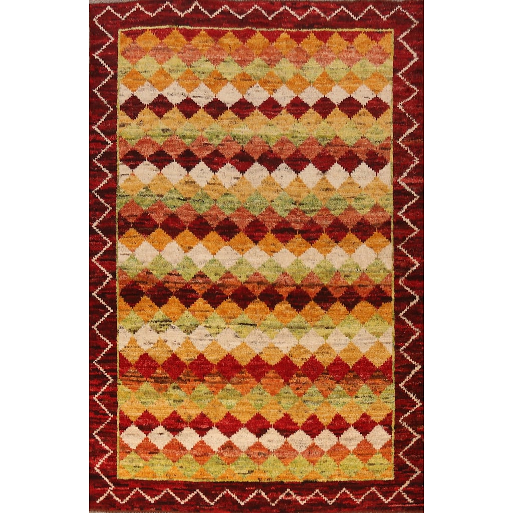 Trellis Geometric Moroccan Oriental Area Rug Hand-Knotted Wool Carpet - 6'9" x 10'1"