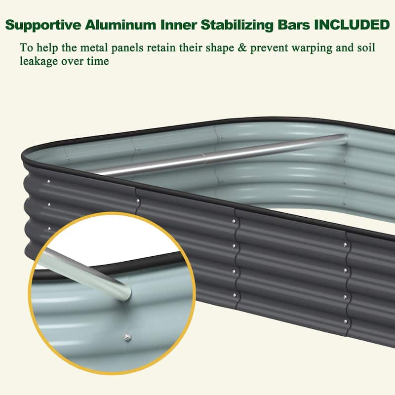 VEIKOUS Modular Metal Raised Garden Bed, Corrosion-Resistant Steel, Outdoor Planter Box for Vegetables, Flowers & Herbs