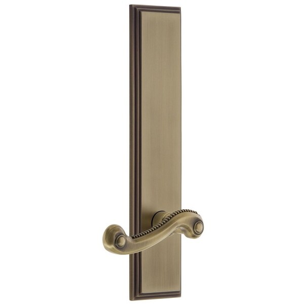 Grandeur CARNEW_TP_PSG_234_RH Carre Solid Brass Tall Plate Rose Right Handed Passage Door Lever Set with Newport Lever and