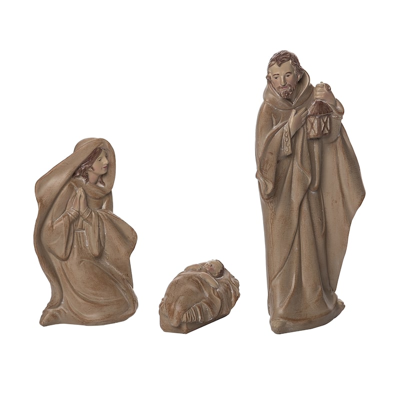 Transpac Resin 9.45 in. Brown Christmas Rustic Holy Family Set of 3