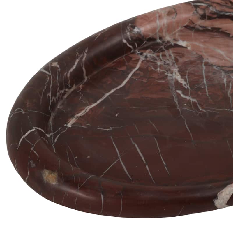 Marble Stone Oval Decorative Tray Premium Natural Vein Design - 2" Red - 17" x 11" x 2"