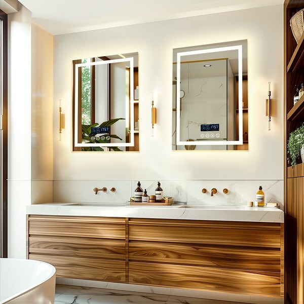 Dual illuminating vanity mirrors top