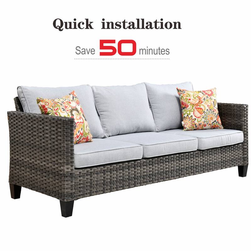 OVIOS 5-Piece Deep Seat Wicker Outdoor Patio Furniture Set