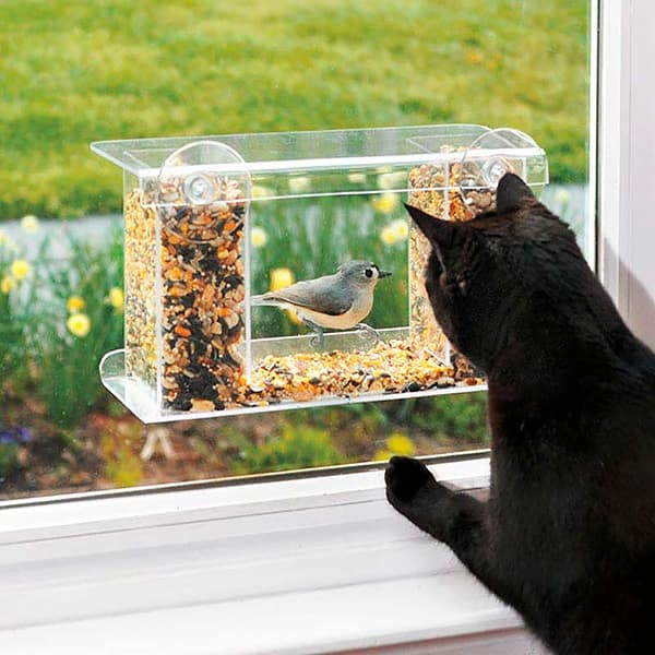 slide 2 of 5, One-Way Mirror Window Mount Bird Feeder