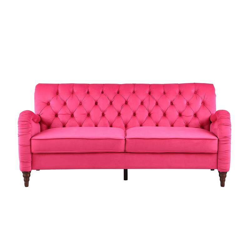 Chesterfield Plush Sofa, Buttons Tufted Reclining Loveseat Sloped Arms
