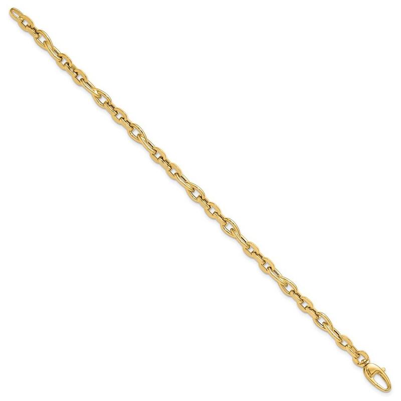Curata 14k Yellow Gold Polished Fancy Link Bracelet 7.5 Inch