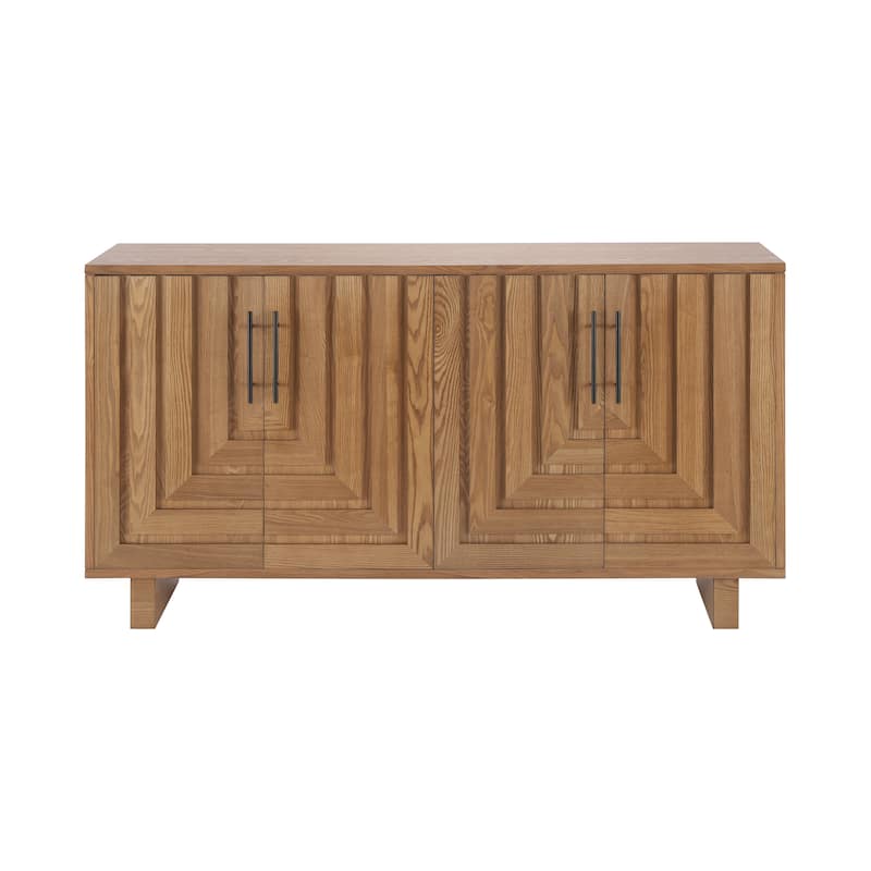 Christopher Knight Home - Lyra 59" Modern Sideboard Storage Cabinet with 4 Doors - Ash Veneer & MDF with Metal Handles
