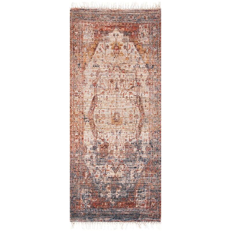Nuloom Multi Handmade Traditional Boho Rustic Chic Medallion Tassel Frame Area Rug